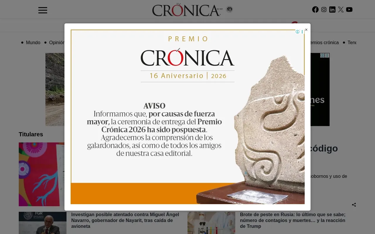 La Crónica de Hoy homepage screenshot