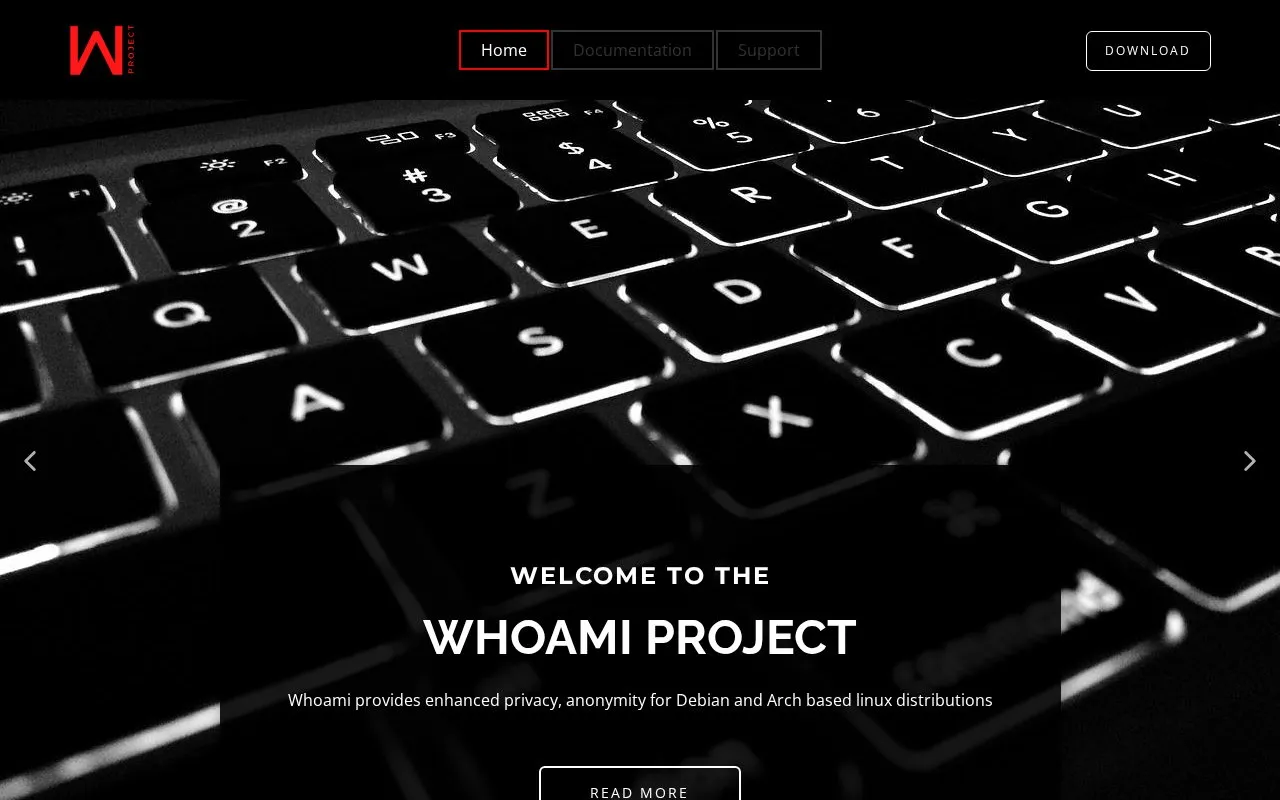 WhoAmI Project homepage screenshot