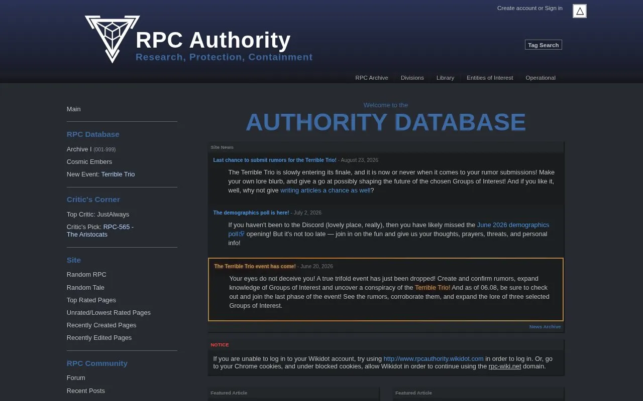 RPC Authority homepage screenshot
