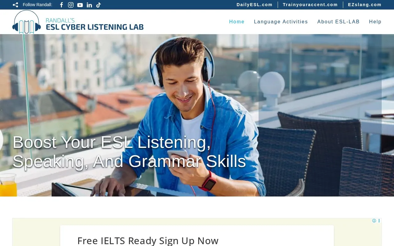 Listening Lab homepage screenshot