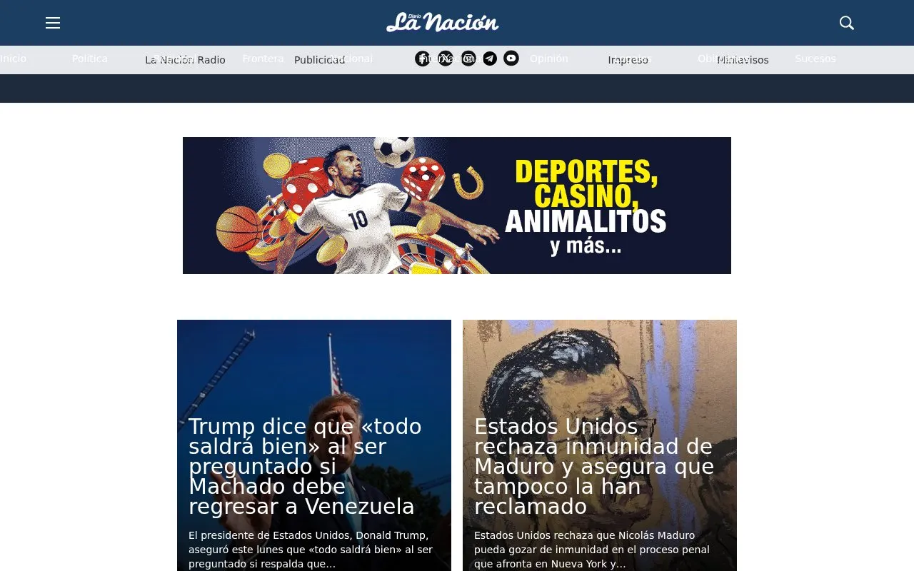 La Nación homepage screenshot
