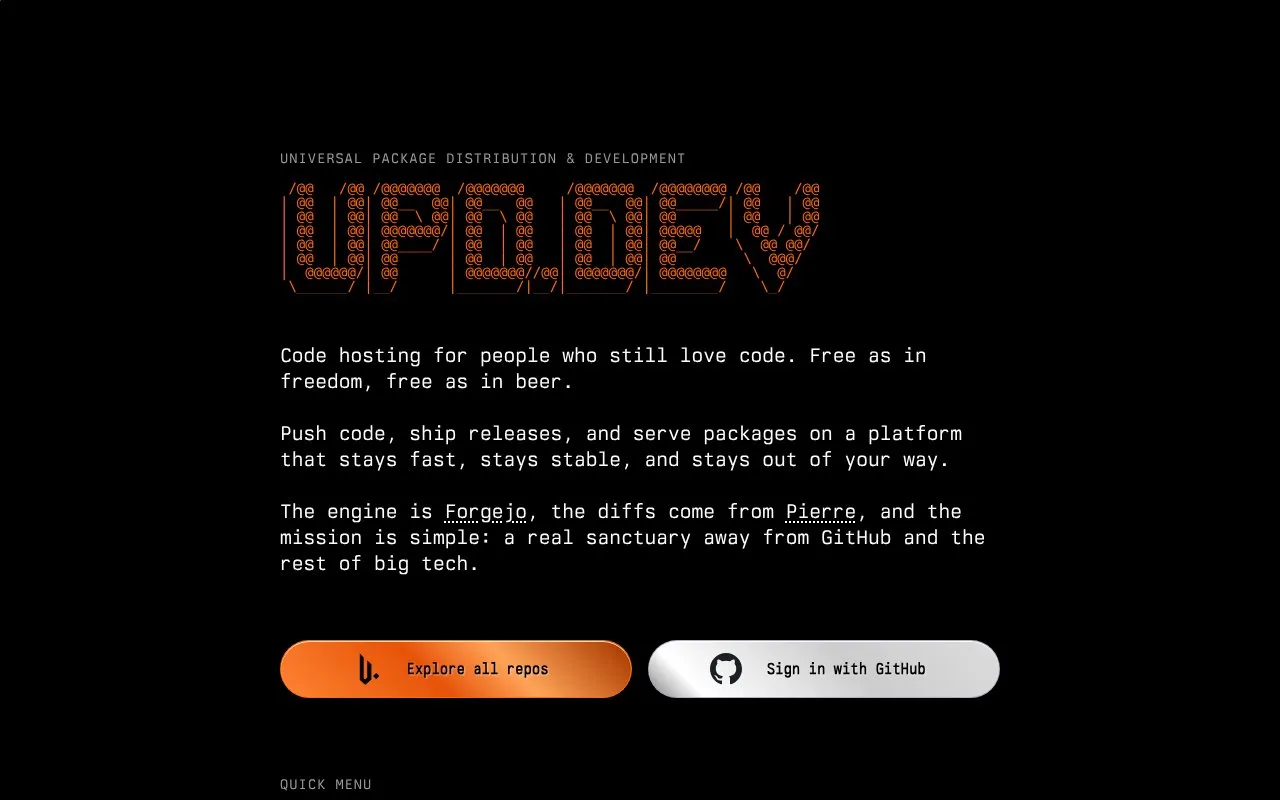 Upd.dev homepage screenshot