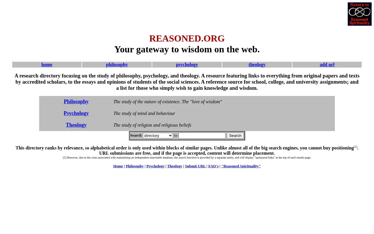 Reasoned homepage screenshot