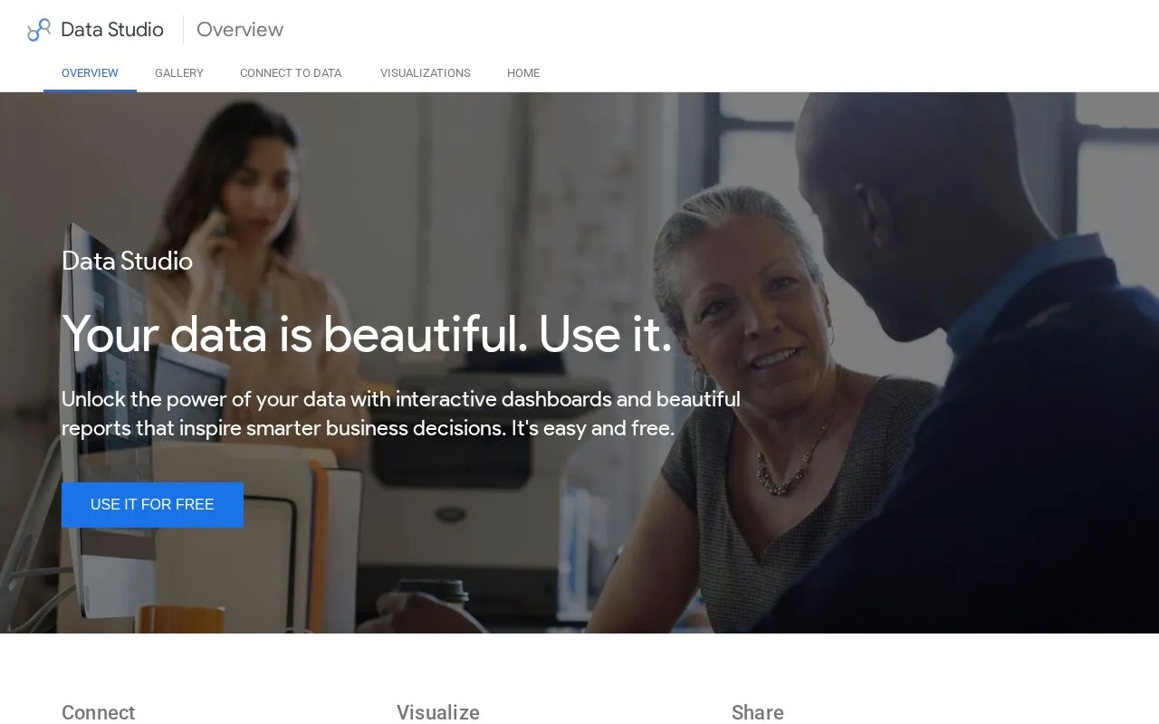 Data Studio homepage screenshot