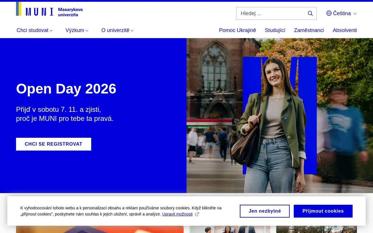 Masaryk University homepage screenshot
