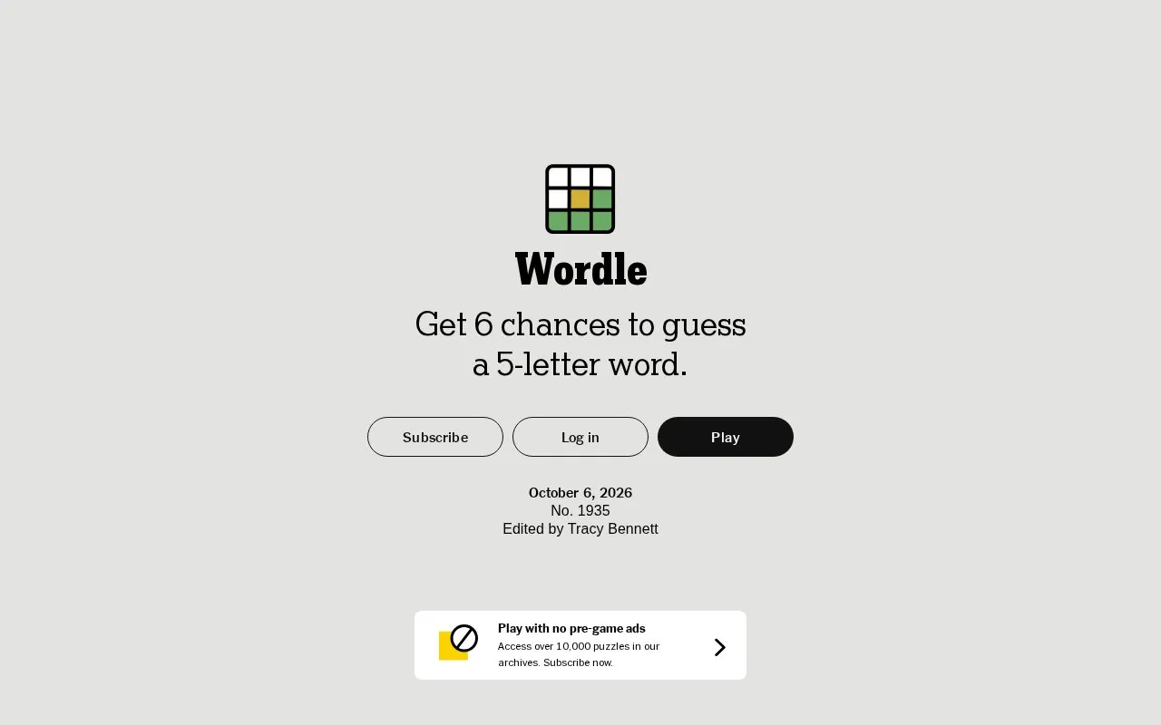 Wordle homepage screenshot