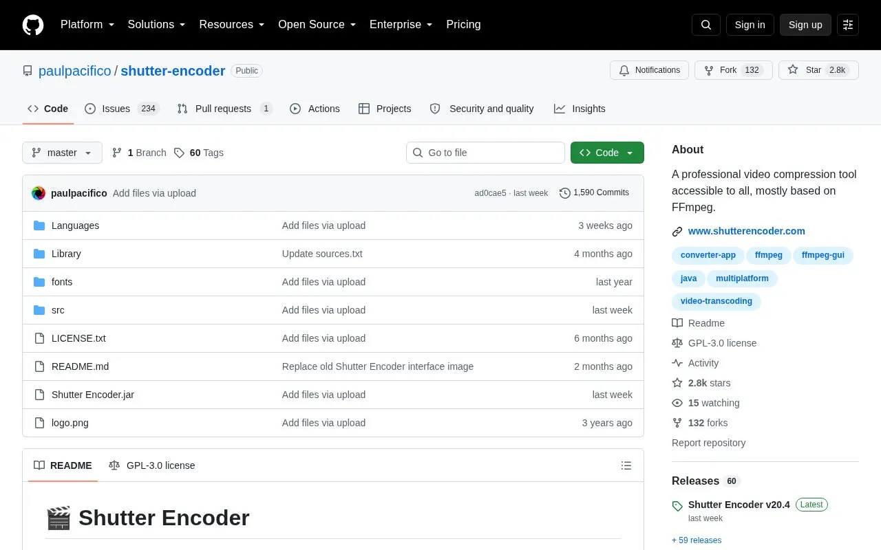 Shutter Encoder homepage screenshot