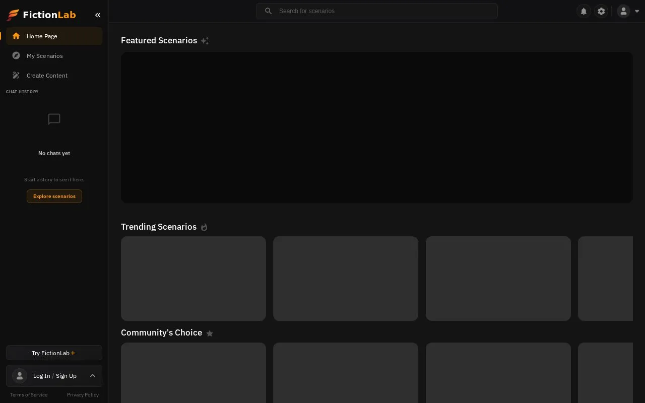 FictionLab homepage screenshot