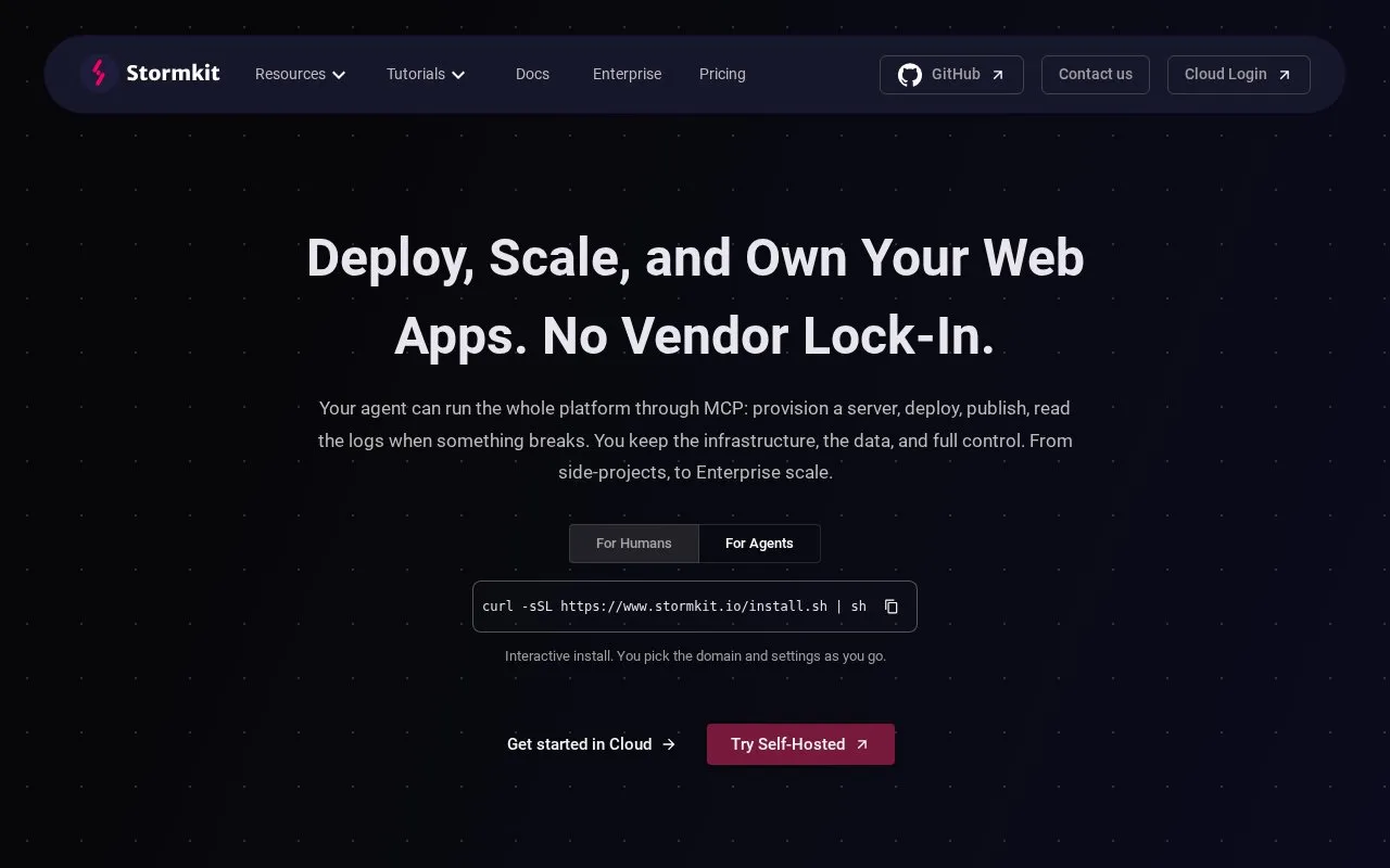 Stormkit homepage screenshot