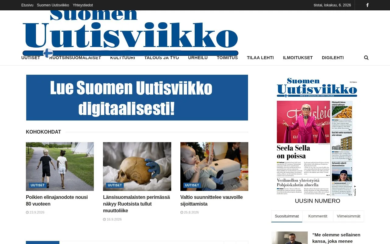 Suomen Uutisviikko homepage screenshot