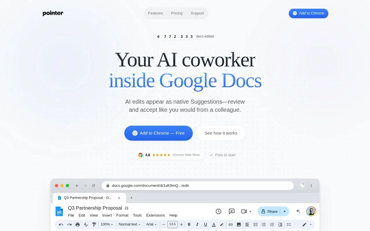 Pointer homepage screenshot