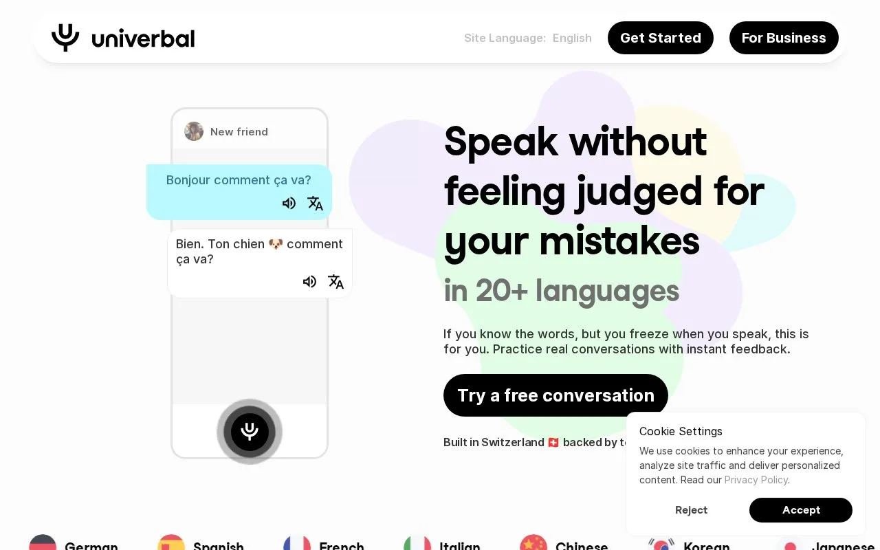 Univerbal homepage screenshot