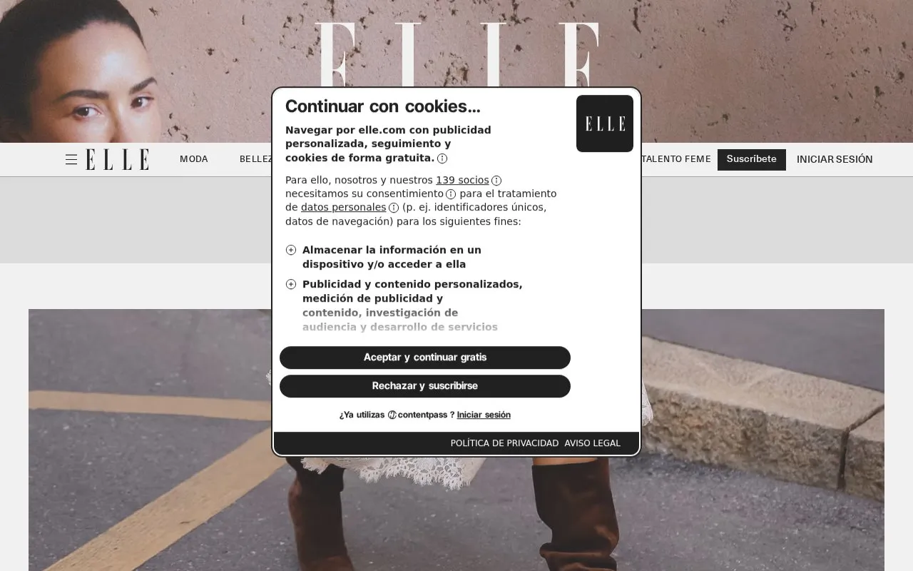 Elle Spain homepage screenshot