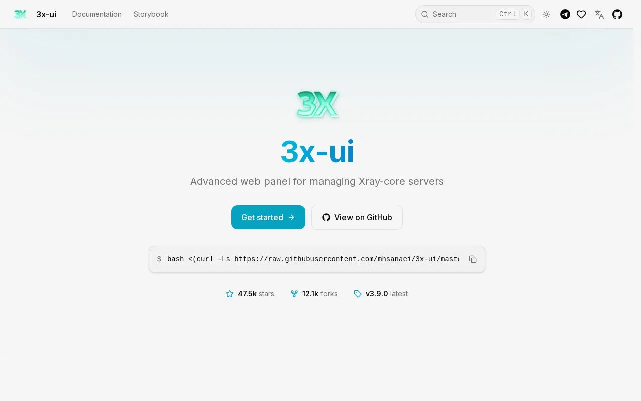 3x-ui homepage screenshot