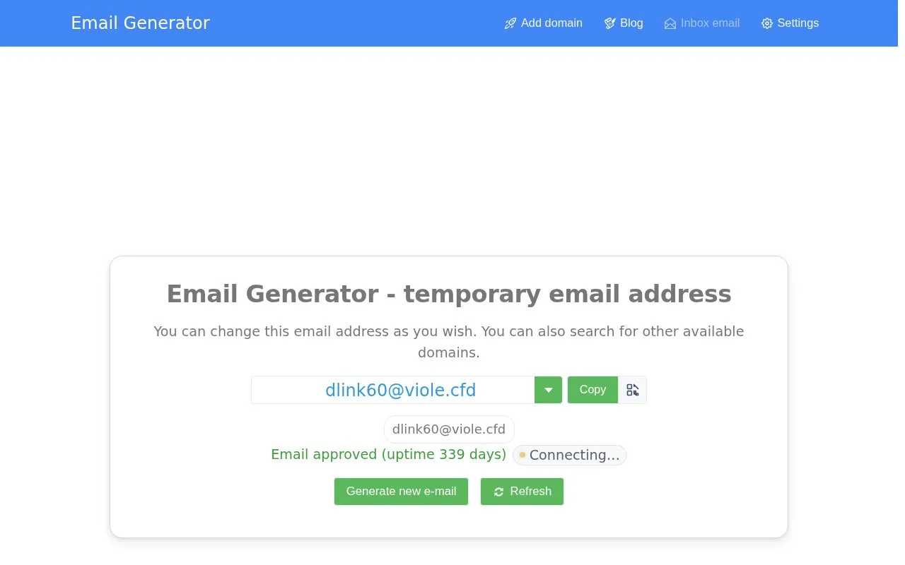 Email Generator homepage screenshot