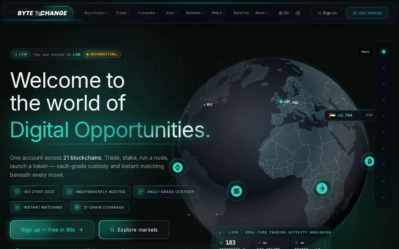 Byte Exchange homepage screenshot