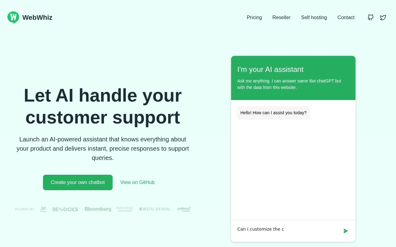 WebWhiz homepage screenshot