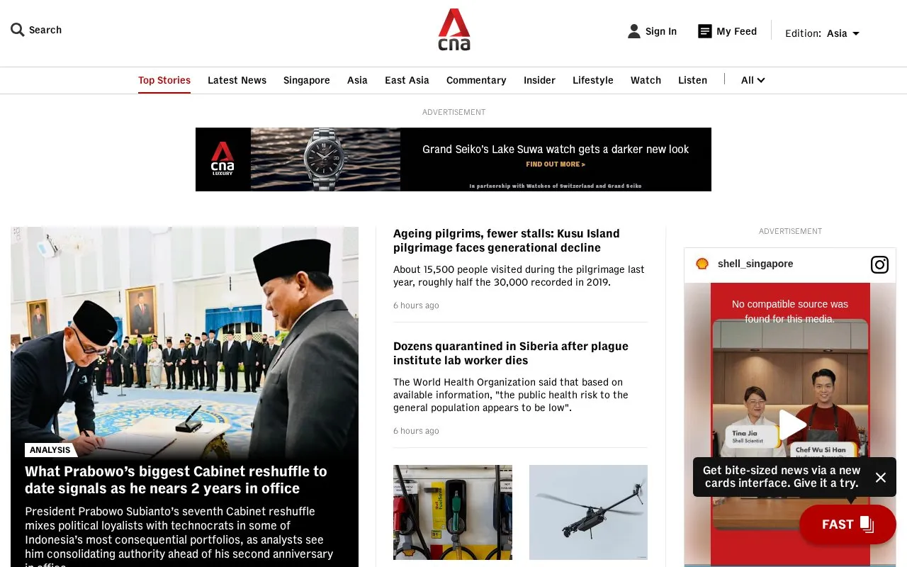 CNA homepage screenshot