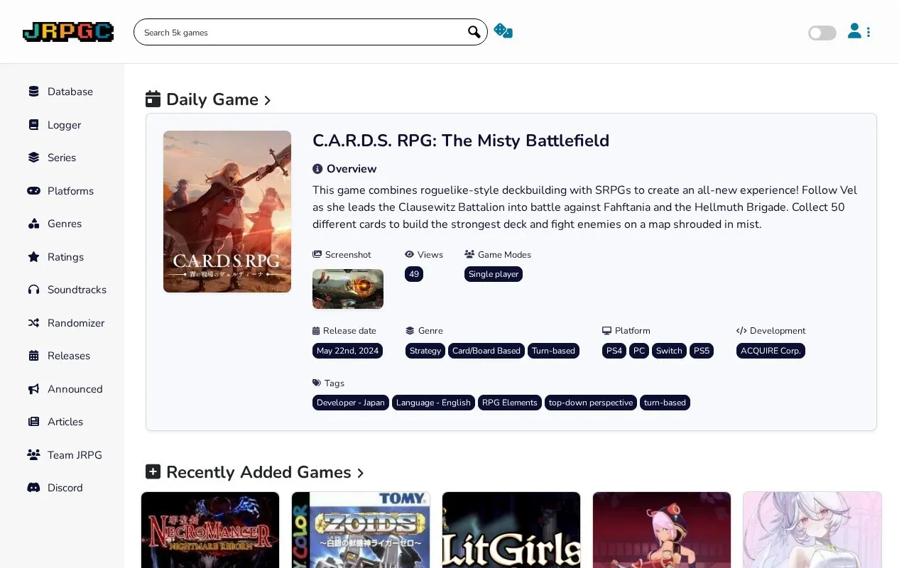JRPGC homepage screenshot