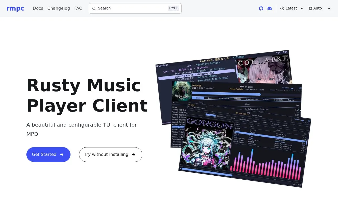 rmpc homepage screenshot