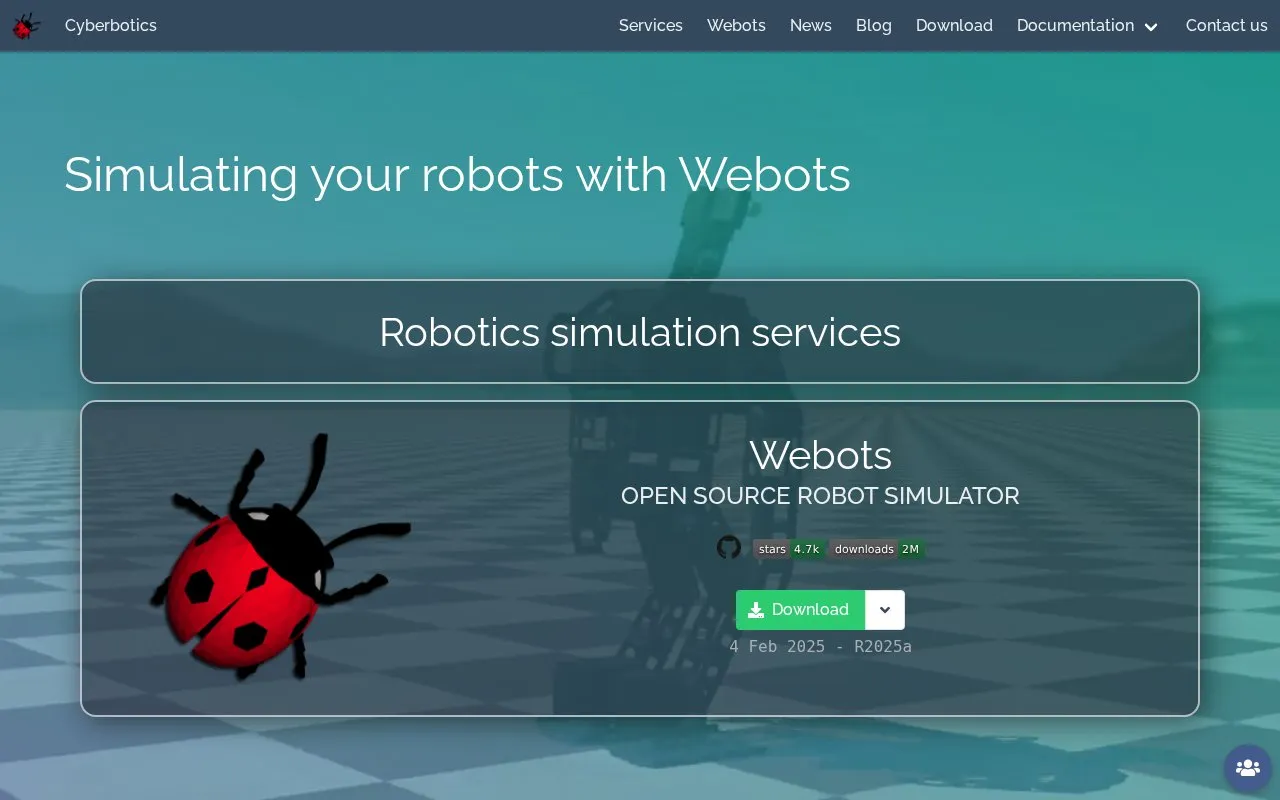 Cyberbotics homepage screenshot