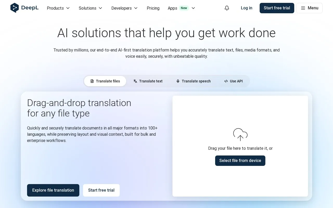 DeepL homepage screenshot