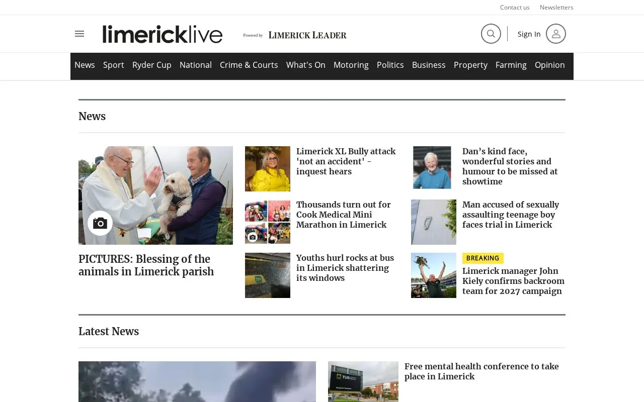 Limerick Leader homepage screenshot