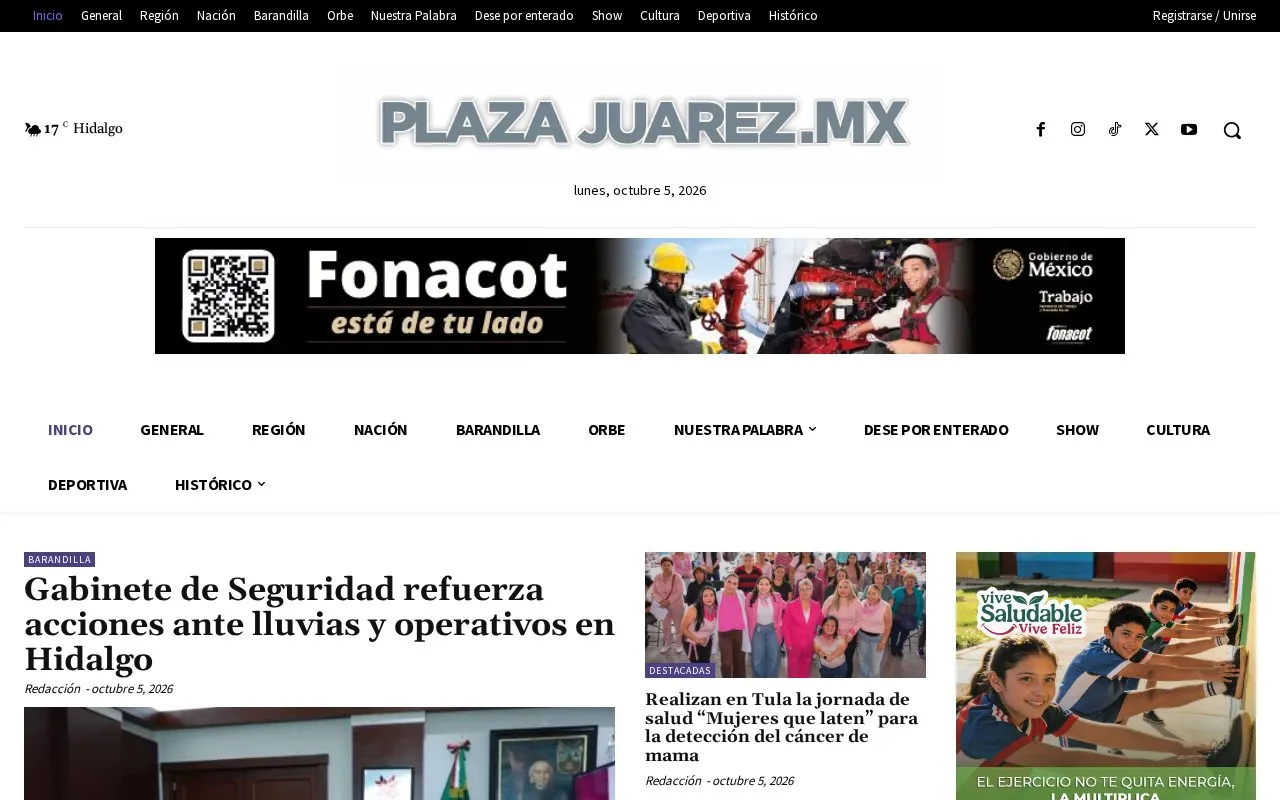 Plaza Juarez homepage screenshot