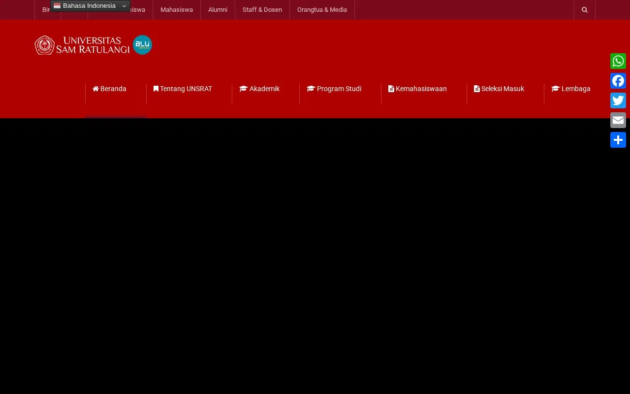 Sam Ratulangi University homepage screenshot