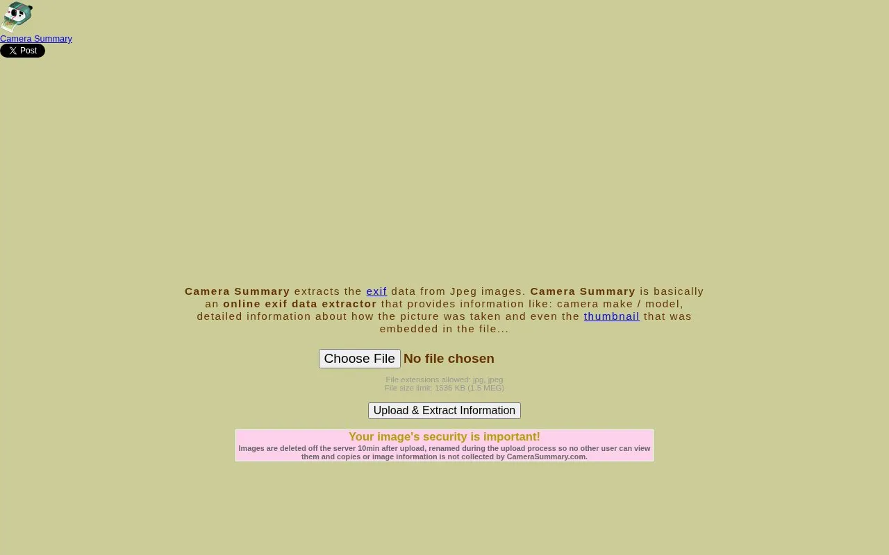 CameraSummary homepage screenshot