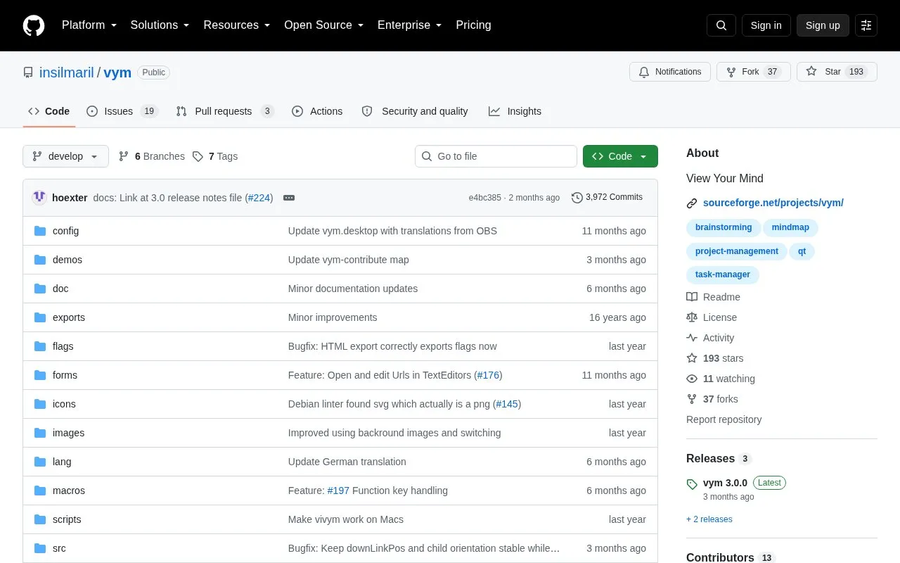 vym homepage screenshot