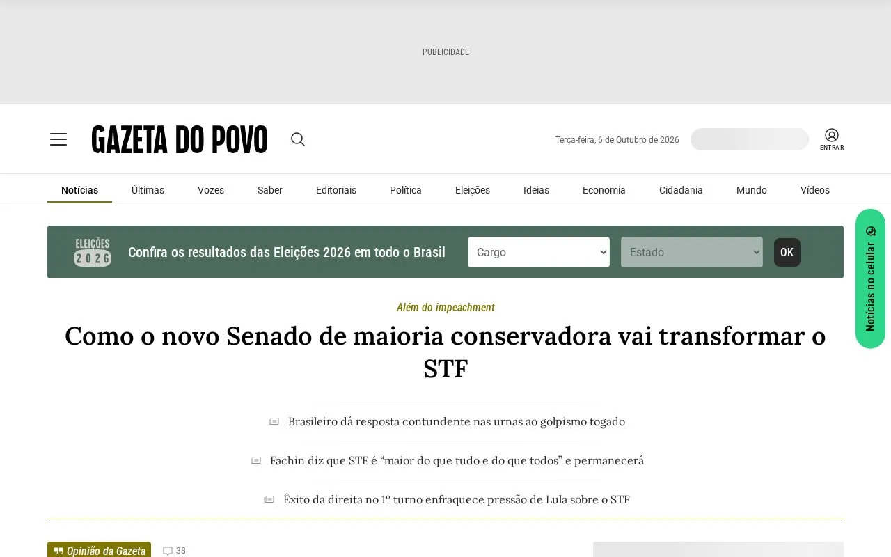 Gazeta do Povo homepage screenshot