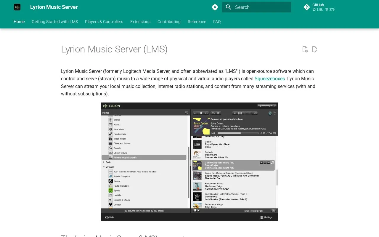 Lyrion homepage screenshot