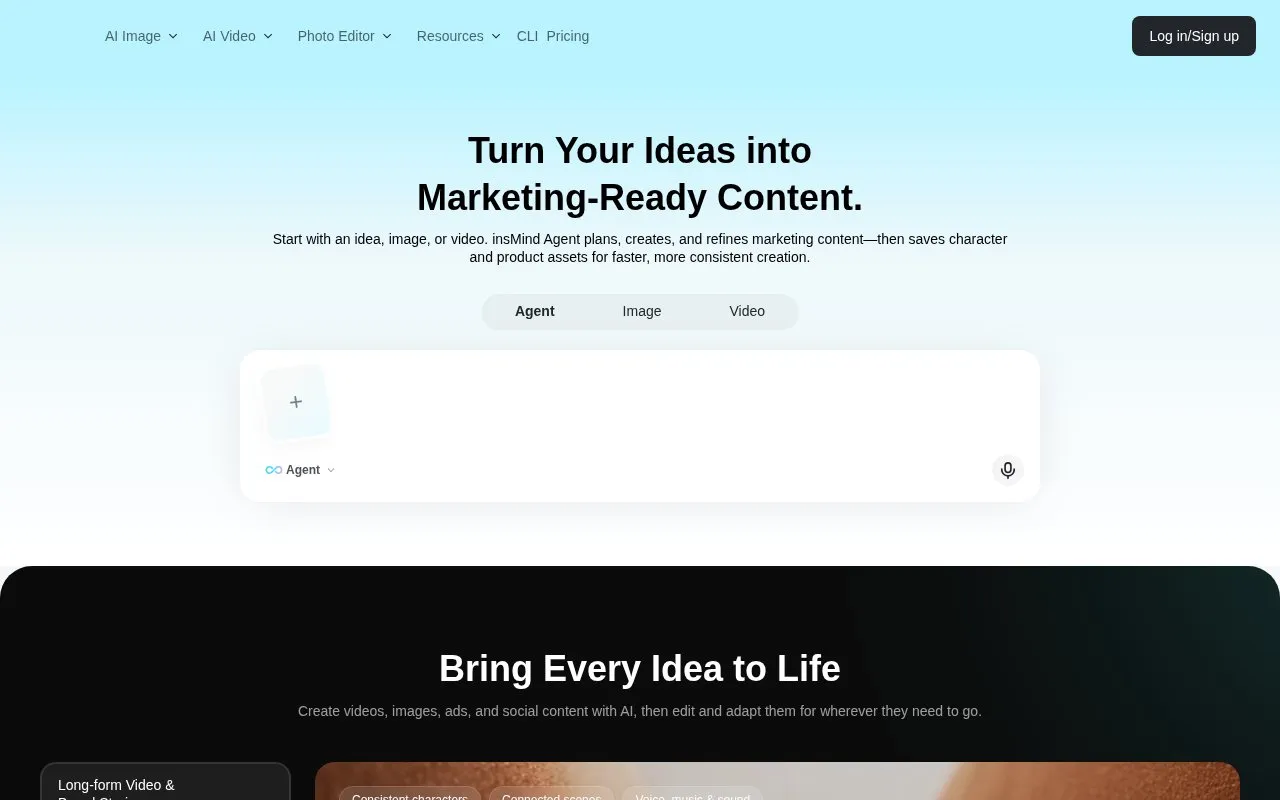 insMind homepage screenshot