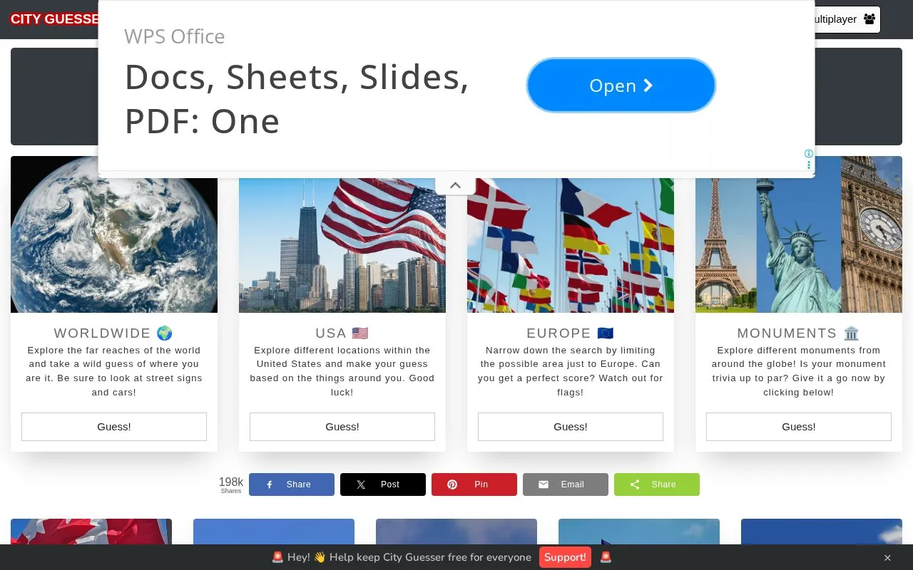City Guesser homepage screenshot
