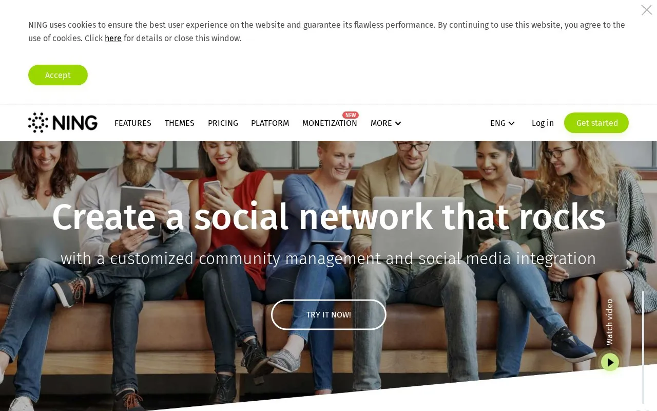 NING homepage screenshot