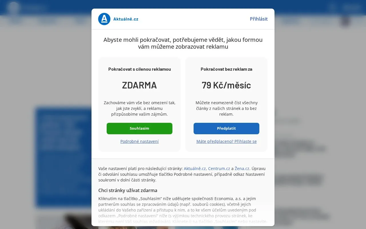 Aktuálně.cz homepage screenshot