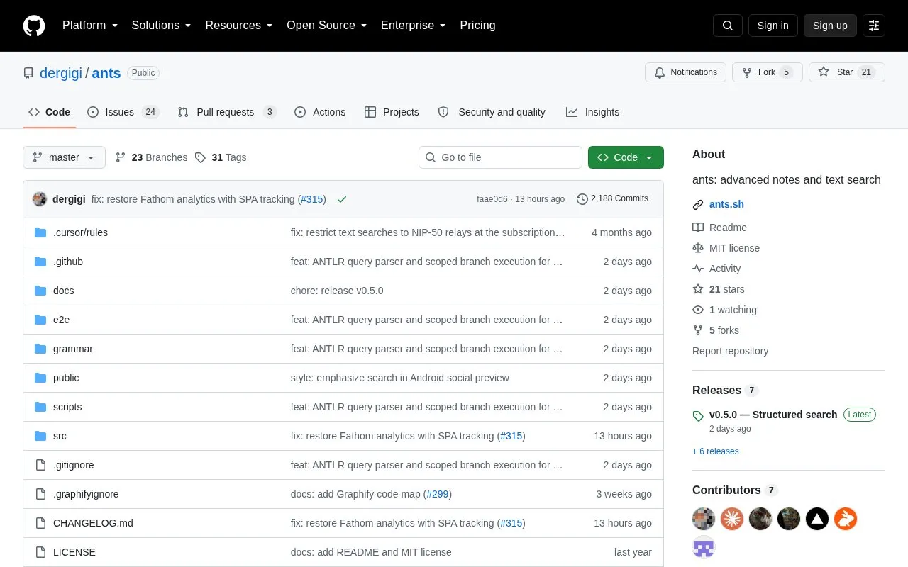 ants homepage screenshot