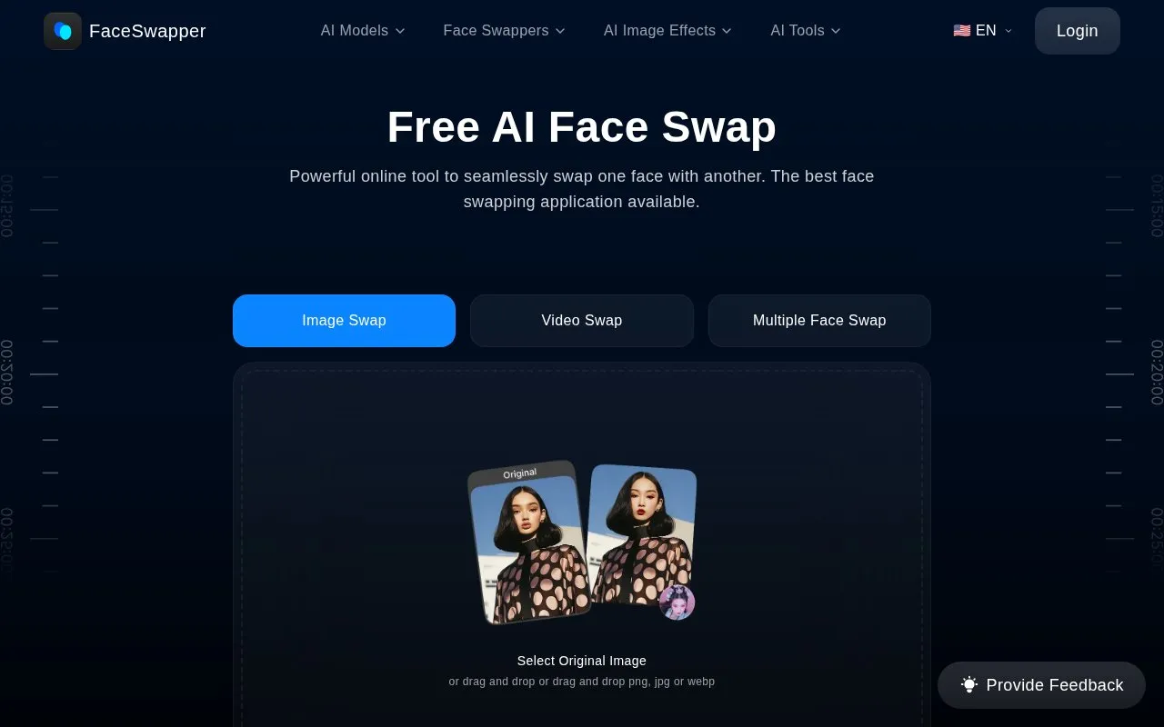 Face Swapper homepage screenshot