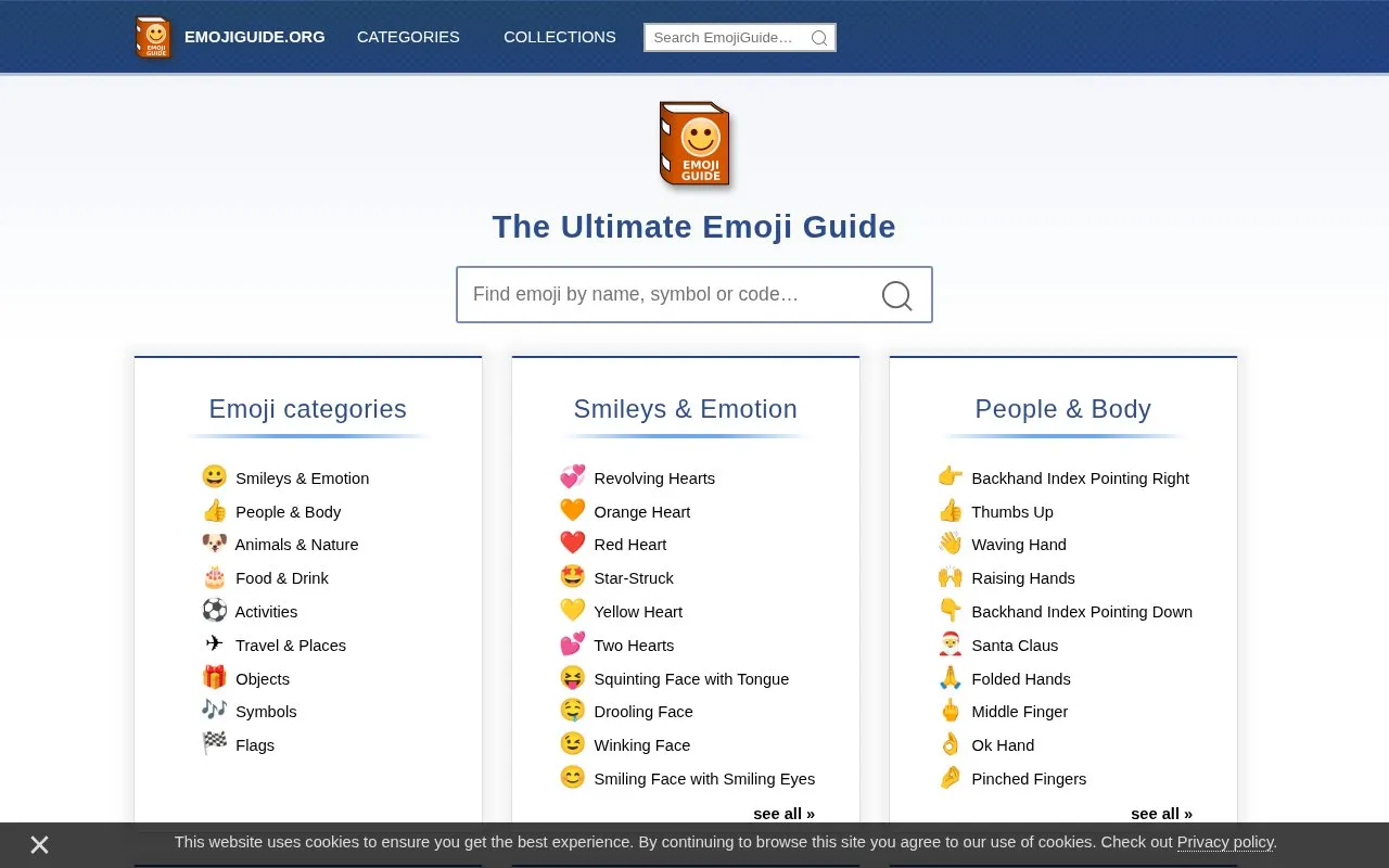 Emoji Guide homepage screenshot