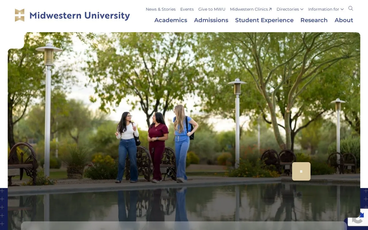 Midwestern University homepage screenshot