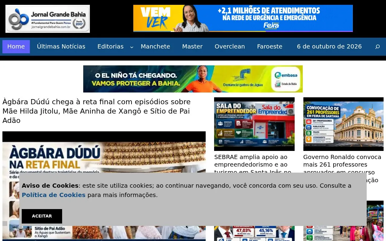 Jornal Grande Bahia homepage screenshot