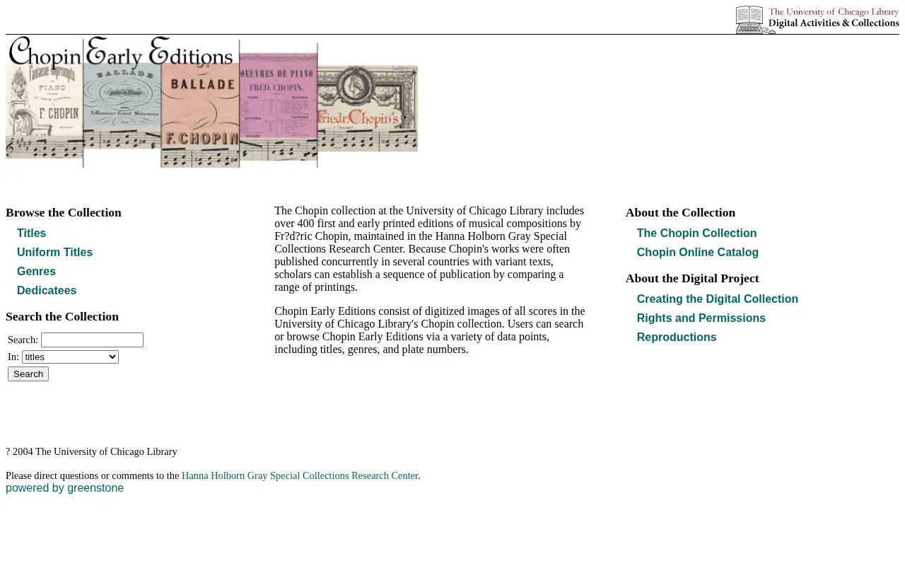 Chopin Early Editions homepage screenshot