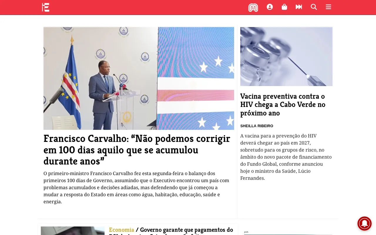 Expresso das Ilhas homepage screenshot