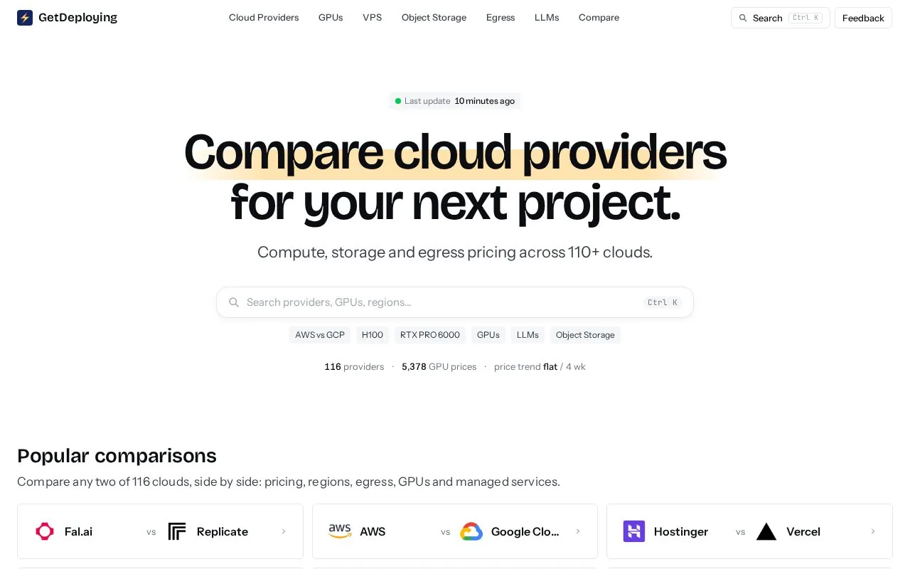 GetDeploying homepage screenshot