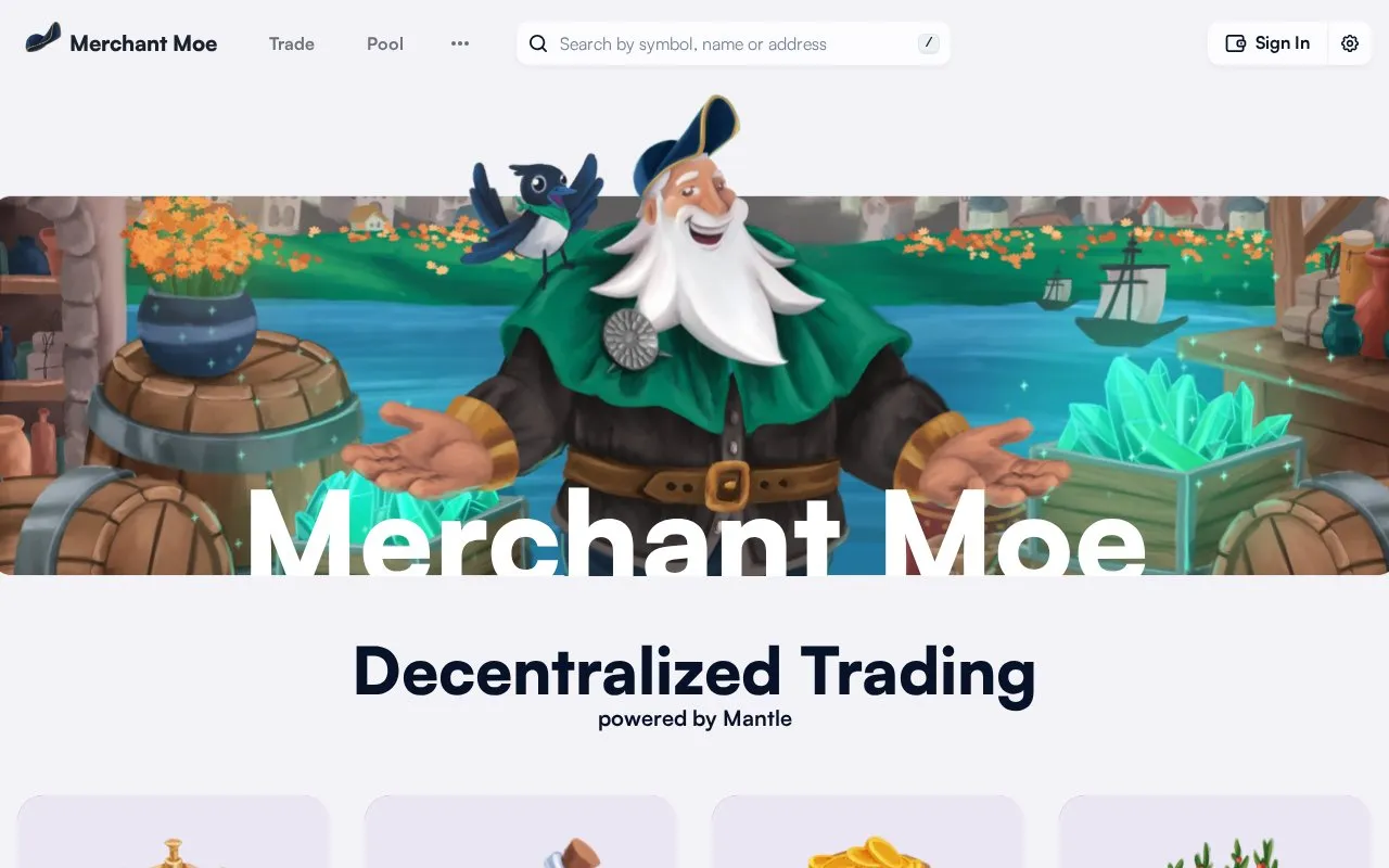 Merchant Moe Liquidity Book homepage screenshot