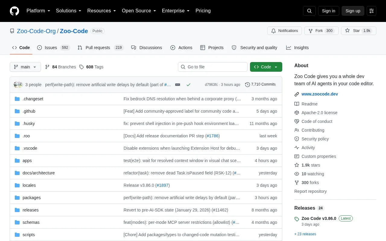 Zoo Code homepage screenshot