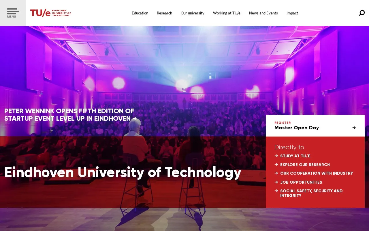 Eindhoven University of Technology homepage screenshot