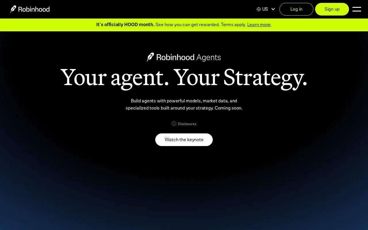 Robinhood homepage screenshot