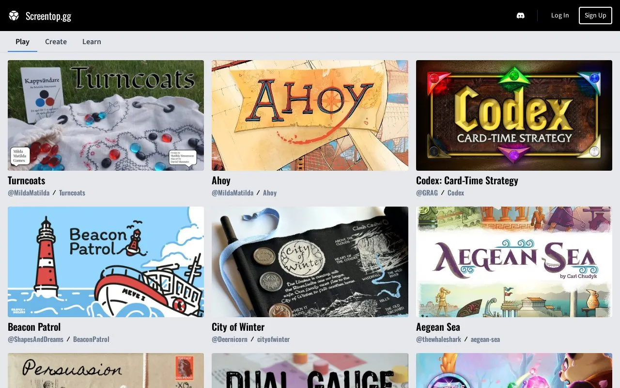 Screentop homepage screenshot
